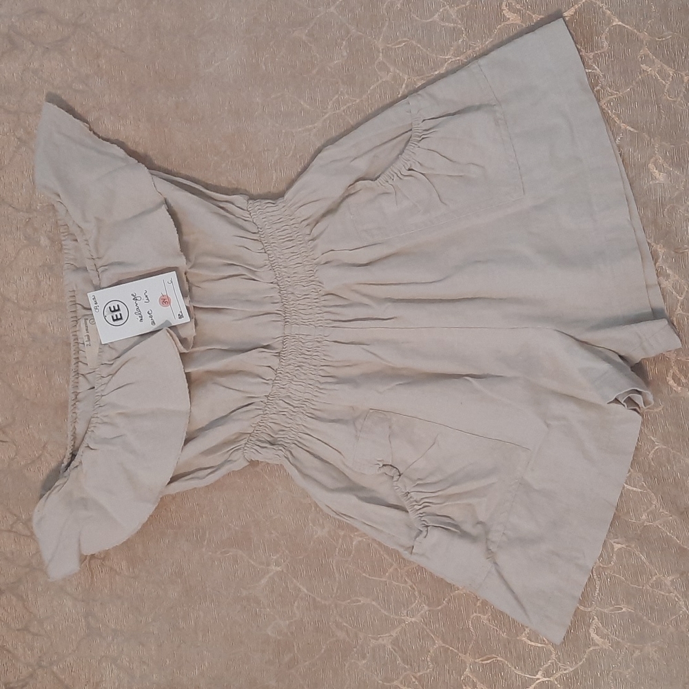 Ali & Kris Beige Strapless Linen Romper